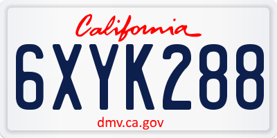 CA license plate 6XYK288
