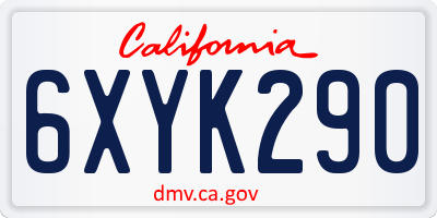 CA license plate 6XYK290