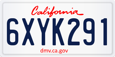 CA license plate 6XYK291