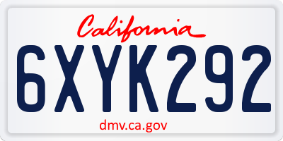CA license plate 6XYK292