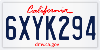 CA license plate 6XYK294