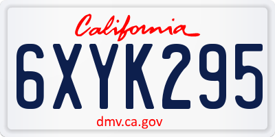 CA license plate 6XYK295