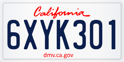 CA license plate 6XYK301