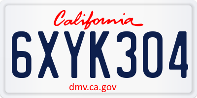 CA license plate 6XYK304