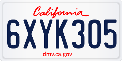 CA license plate 6XYK305