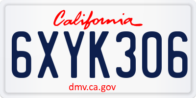 CA license plate 6XYK306