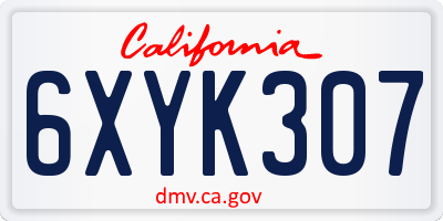 CA license plate 6XYK307