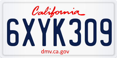 CA license plate 6XYK309