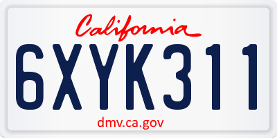 CA license plate 6XYK311