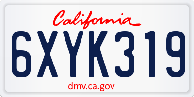 CA license plate 6XYK319