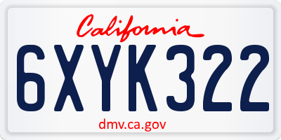 CA license plate 6XYK322