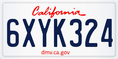 CA license plate 6XYK324