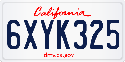 CA license plate 6XYK325