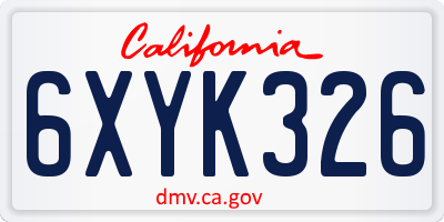 CA license plate 6XYK326