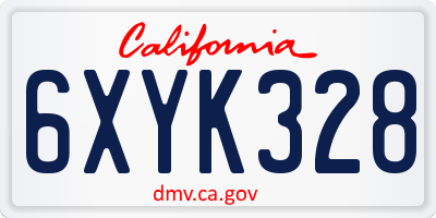 CA license plate 6XYK328