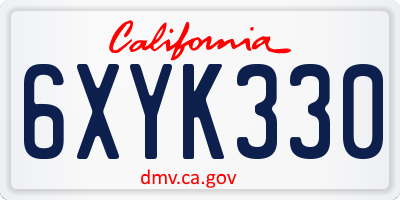 CA license plate 6XYK330