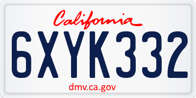 CA license plate 6XYK332