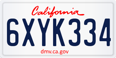 CA license plate 6XYK334