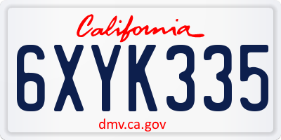 CA license plate 6XYK335
