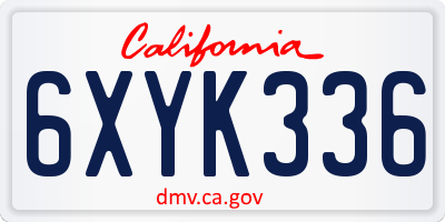 CA license plate 6XYK336