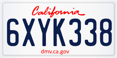 CA license plate 6XYK338