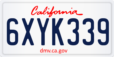 CA license plate 6XYK339