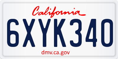 CA license plate 6XYK340