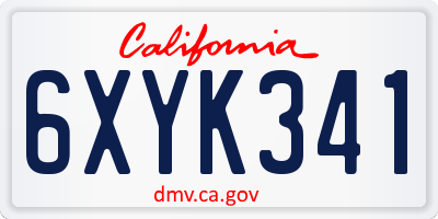 CA license plate 6XYK341