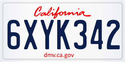 CA license plate 6XYK342