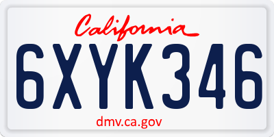 CA license plate 6XYK346