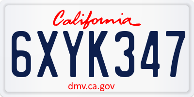 CA license plate 6XYK347