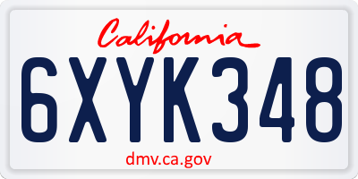 CA license plate 6XYK348