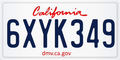 CA license plate 6XYK349
