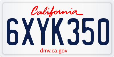 CA license plate 6XYK350