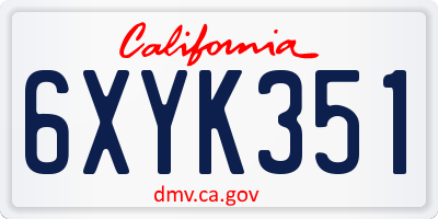 CA license plate 6XYK351