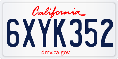 CA license plate 6XYK352