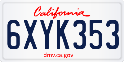 CA license plate 6XYK353