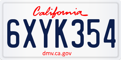 CA license plate 6XYK354