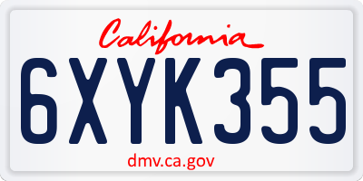 CA license plate 6XYK355