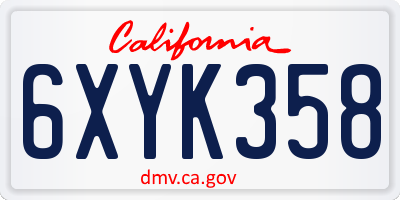 CA license plate 6XYK358