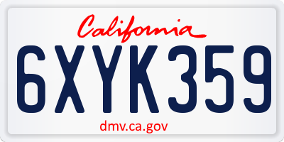 CA license plate 6XYK359