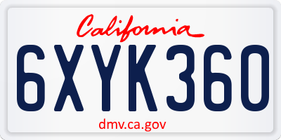 CA license plate 6XYK360