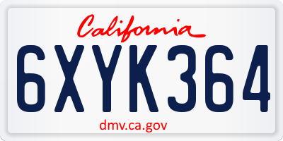 CA license plate 6XYK364