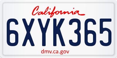 CA license plate 6XYK365
