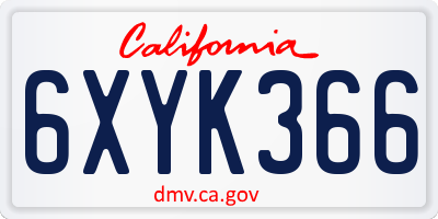 CA license plate 6XYK366