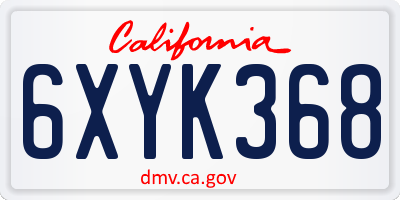 CA license plate 6XYK368