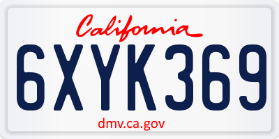 CA license plate 6XYK369