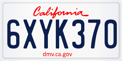 CA license plate 6XYK370