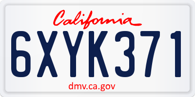 CA license plate 6XYK371