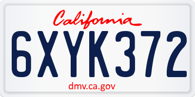 CA license plate 6XYK372